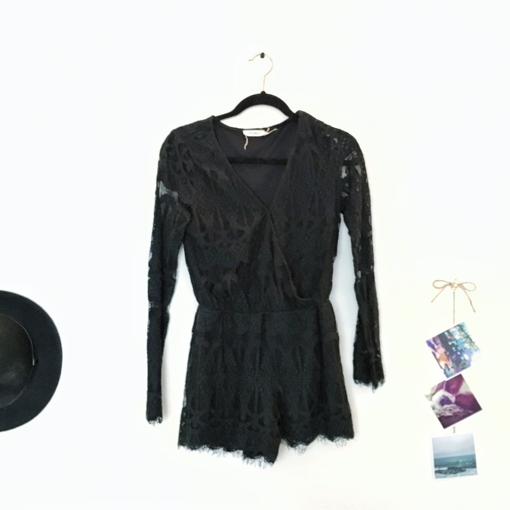 Long sleeved lace romper